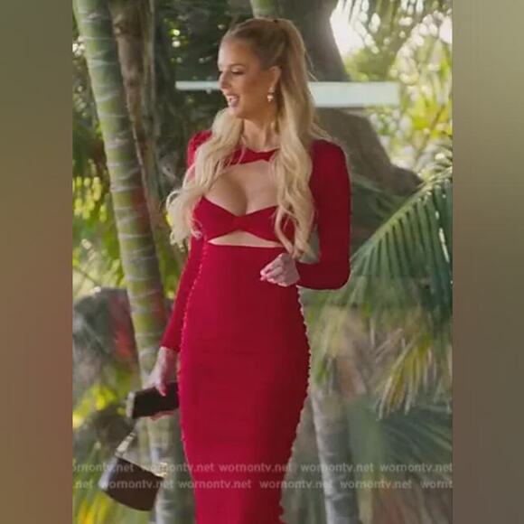 Retrofete Ser.o.ya Eden Cut Out Midi Dress Red Bodycon As Seen On Emma Hernan - Picture 4 of 14